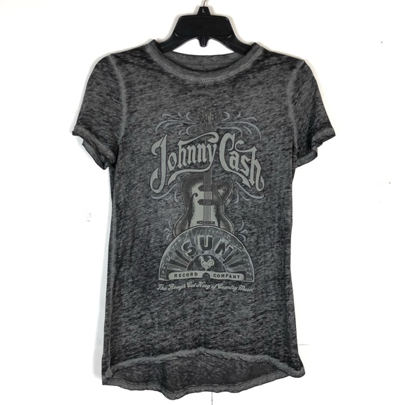 Johnny Cash Tops - JOHNNY CASH BURN OUT TEE (Small)